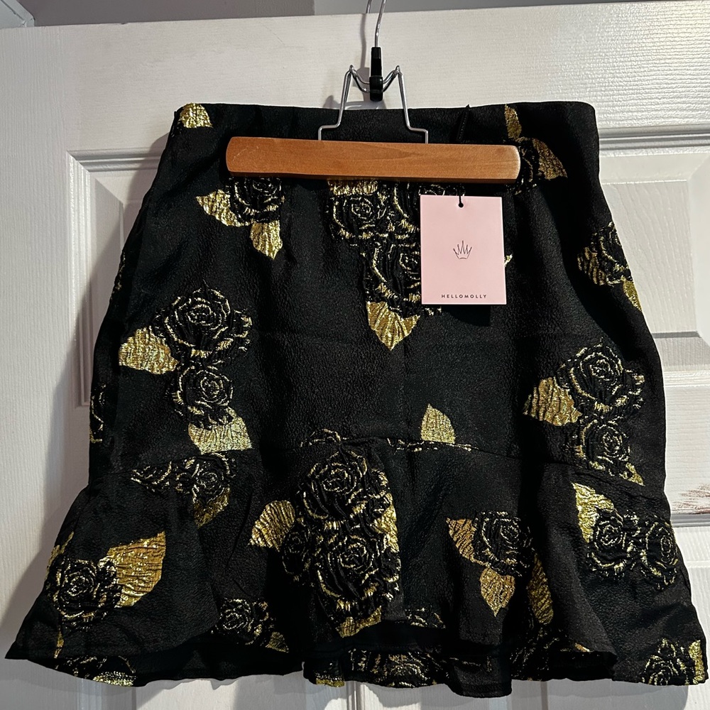 Gold Rose Print Skirt